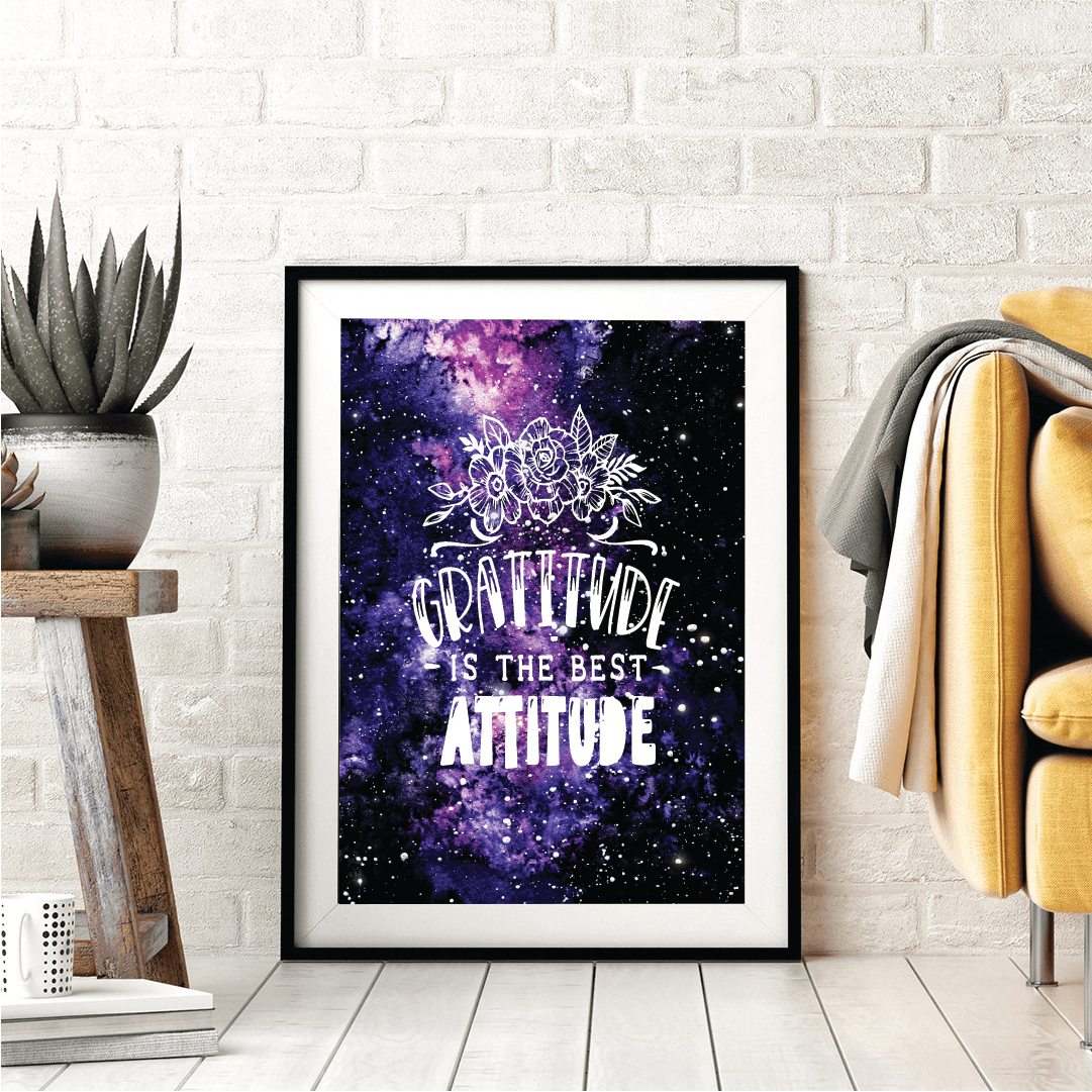 Gratitude is the best attitude-100 Gratitude Is the Best Attitude Poster | Motivational Wall Print, celestial art design, home office decor, inspiring gift for positivity and mindfulness - Image 1