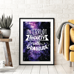Interrupt Anxiety With Gratitude Poster | Mindful Mental Wellness Print, Cosmic Motivational Artwork, Home Office Decor, Uplifting Gift For Calm And Positivity
