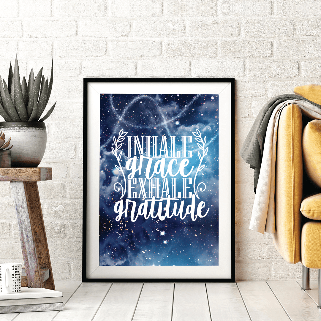 Inhale grace exhale gratitude 1 Inhale Grace Exhale Gratitude Poster | Mindful Serenity Art Print, Premium Digital Design, Perfect For Home Office Bedroom Decor, Inspiring Gifts For Daily Peace - Image 1